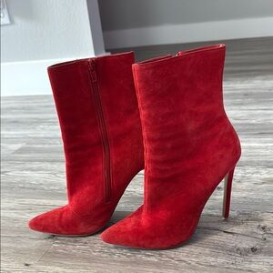 Steve Madden Red Heeled Boots with Stiletto Heel - Wagner